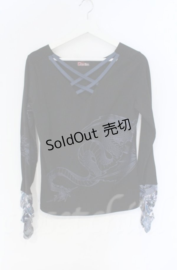 画像1: 【SALE】Qutie Frash / クロスインナーT  ブルー×ブラック O-25-12-03-040-QU-TO-IG-ZT054 (1)