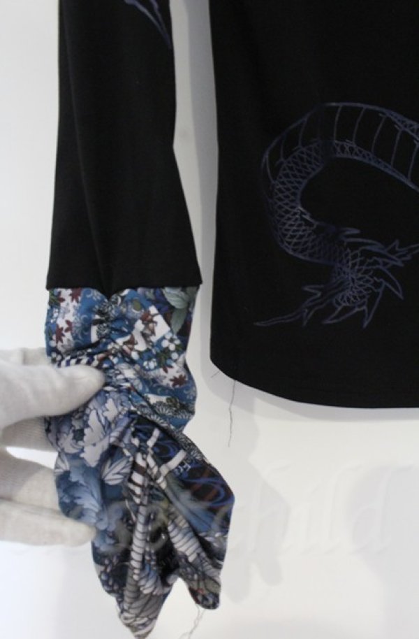 画像2: Qutie Frash / クロスインナーT  ブルー×ブラック O-25-12-03-040-QU-TO-IG-ZT1208B (2)