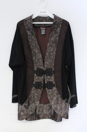 画像: Qutie Frash / チャイナBIGカーディガン  ブラウンｘブラック O-25-12-03-041-QU-TO-YM-ZT1208B