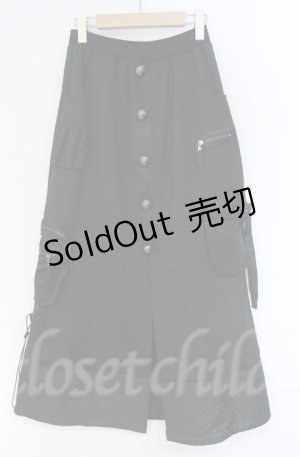 画像: Qutie Frash / ミリタリーロングスカート  ブラック O-25-12-03-042-QU-SK-IG-OS