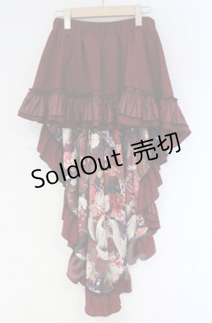 画像: Qutie Frash / 裏地和柄後ろロングスカート  レッド O-25-12-03-043-QU-SK-IG-ZT176