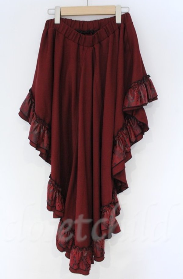 RT-143711 キューティーフラッシュ 和柄ロングスカート レッド Qutie Frash / 裏地和柄後ろロングスカート レッド O-25-12-03-043-QU