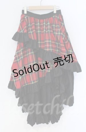 画像: Qutie Frash / タータンチェックフリルロングスカート  レッド O-25-12-03-045-QU-SK-OW-OS