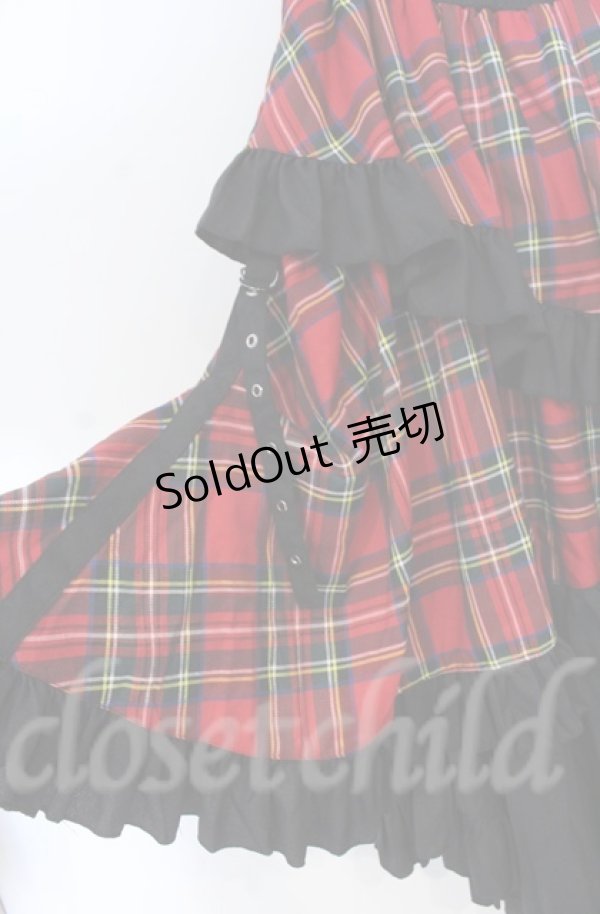 画像2: Qutie Frash / タータンチェックフリルロングスカート  レッド O-25-12-03-045-QU-SK-OW-OS (2)