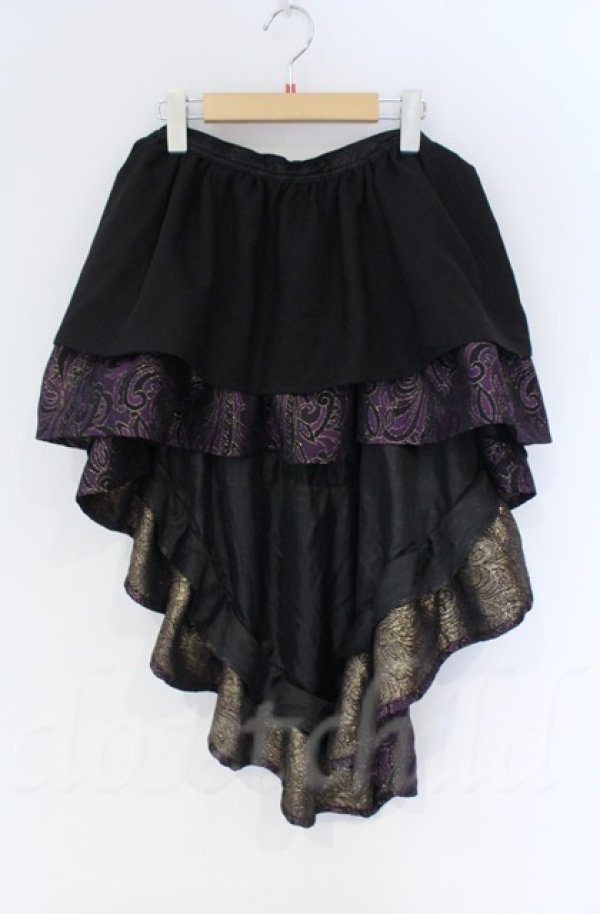 画像1: Qutie Frash / フリルラップスカート  ブラック×パープル O-25-12-03-047-QU-SK-OW-ZT050 (1)