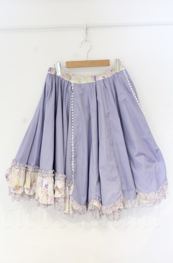 画像1: 【SALE】gouk / ボリュームスカート  ラベンダー×和柄 O-25-12-03-048-GO-SK-IG-ZT065 (1)