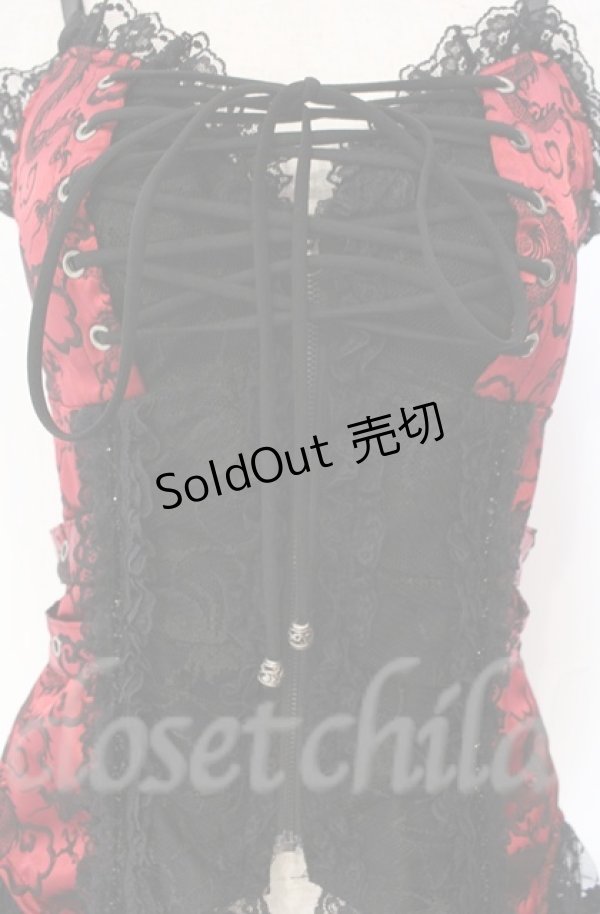 画像2: Qutie Frash / ドラゴンサテンコルセットキャミソール  レッド×ブラック O-25-12-03-001-QU-TO-IG-ZT206 (2)
