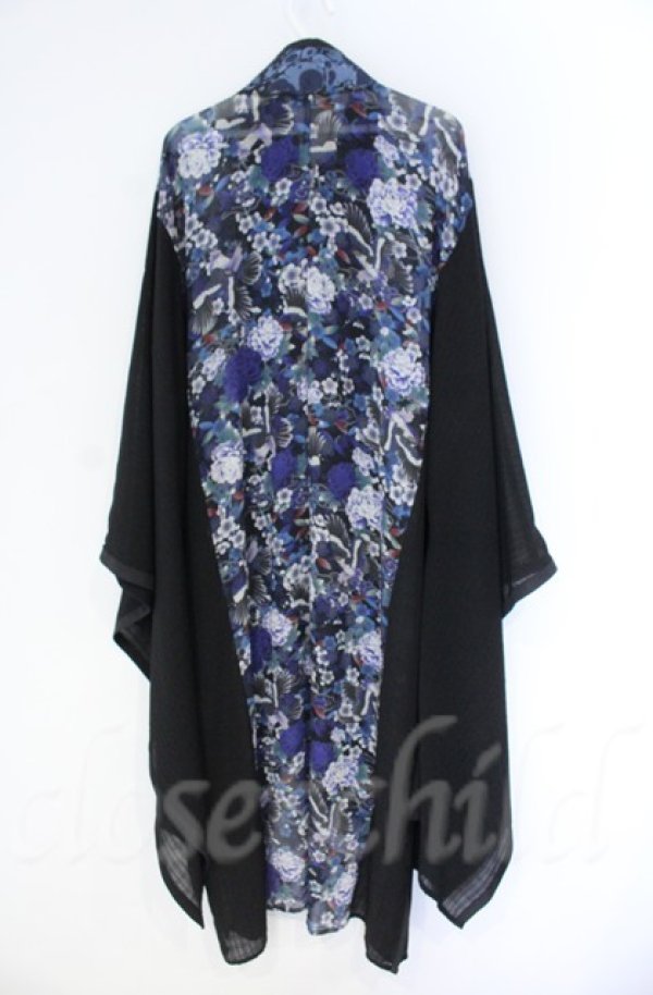 画像4: Qutie Frash / チャイナ着物ロングカーデ  ブルー O-25-12-03-005-QU-JA-OW-ZT194 (4)