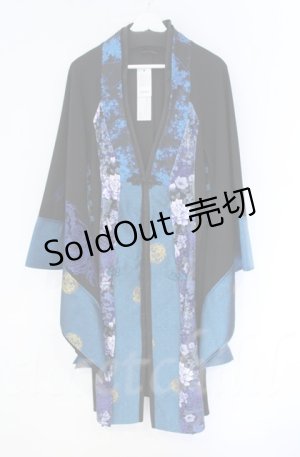画像: Qutie Frash / 着物ロングカーデ  ブルー O-25-12-03-006-QU-JA-IG-ZT357