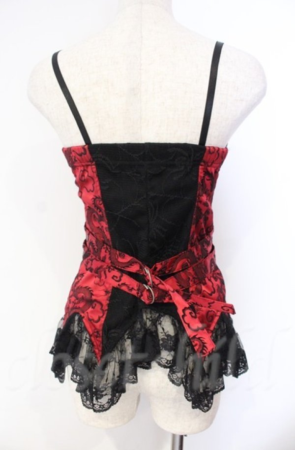 画像4: Qutie Frash / ドラゴンサテンコルセットキャミソール  レッド×ブラック O-25-12-03-001-QU-TO-IG-ZT206 (4)