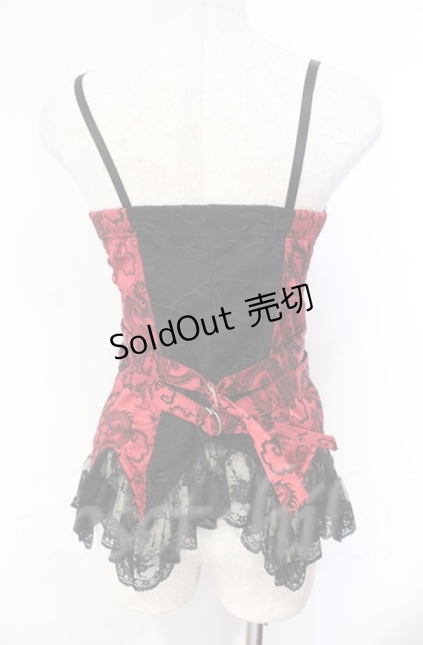 画像4: Qutie Frash / ドラゴンサテンコルセットキャミソール  レッド×ブラック O-25-12-03-001-QU-TO-IG-ZT206 (4)