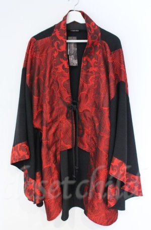 画像: Qutie Frash / 着物ロングカーデ  レッド O-25-12-03-011-QU-TO-IG-ZT1208B