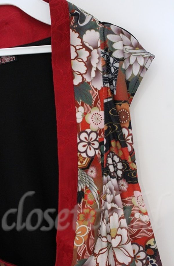 画像2: Qutie Frash / 着物インナーチュニック  レッド×ブラック O-25-12-03-015-QU-TO-IG-ZT065 (2)