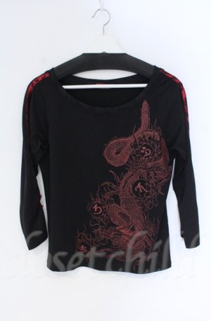 画像: Qutie Frash / 8分袖インナーT  ブラック×レッド O-25-12-03-016-QU-TO-OW-ZT1208B