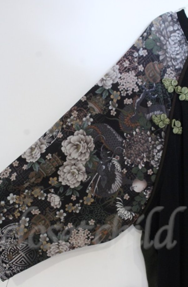 画像2: 【SALE】Qutie Frash / 和柄チャイナロングT  グリーン O-25-12-03-017-QU-TO-IG-ZT065 (2)