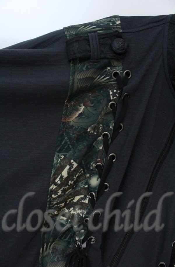 画像3: Qutie Frash / 和柄ポンチョ  グリーン O-25-12-03-019-QU-JA-OW-ZT064 (3)