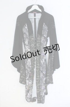 画像: Qutie Frash / 着物ロングカーデ  ブラック O-25-12-03-022-QU-OP-IG-ZT1208B