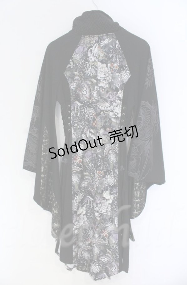 画像5: Qutie Frash / 着物ロングカーデ  ブラック O-25-12-03-022-QU-OP-IG-ZT1208B (5)