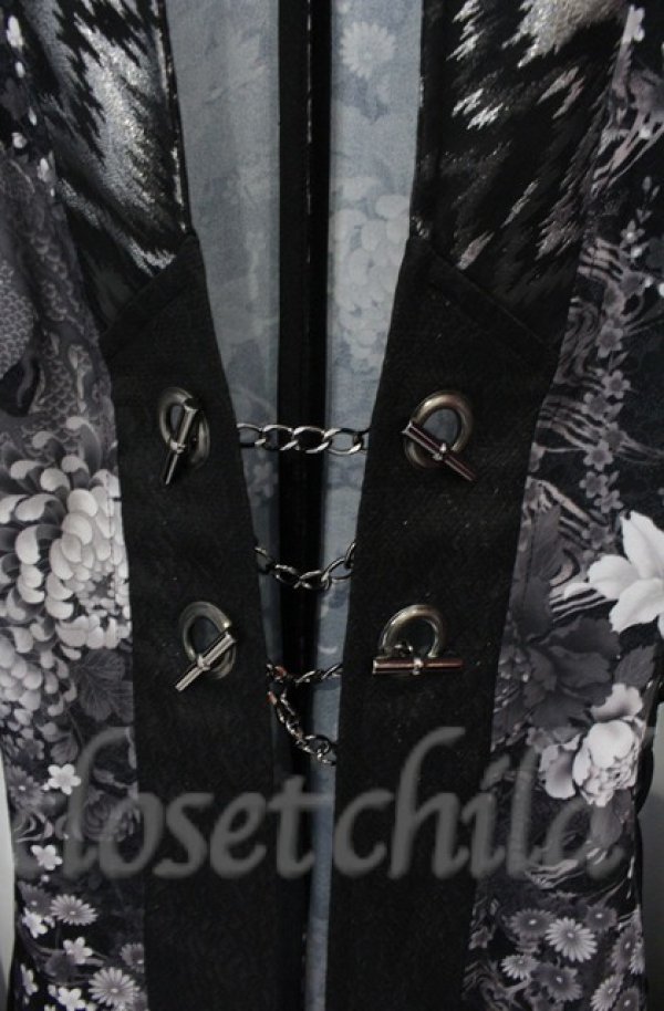 画像2: Qutie Frash / ストリート札幌限定カラー 着物カーディガン  ブラック O-25-12-03-023-QU-JA-IG-ZT063 (2)