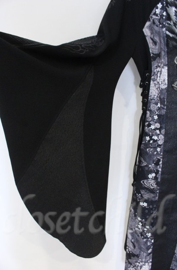 画像3: Qutie Frash / ストリート札幌限定カラー 着物カーディガン  ブラック O-25-12-03-023-QU-JA-IG-ZT063 (3)