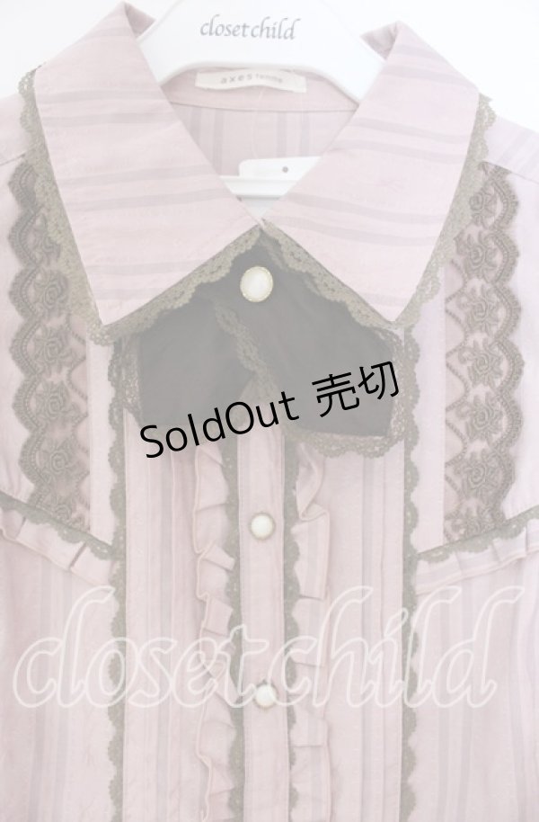 画像2: axes femme / タイ付きフリルブラウス L ピンク O-25-12-04-038-AX-BL-OW-OS (2)