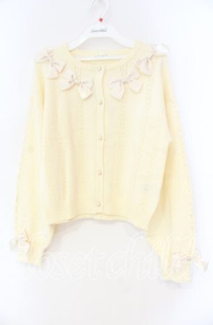 画像: axes femme / サテンリボンニットカーディガン F キナリ O-25-12-04-041-AX-TO-OW-OS