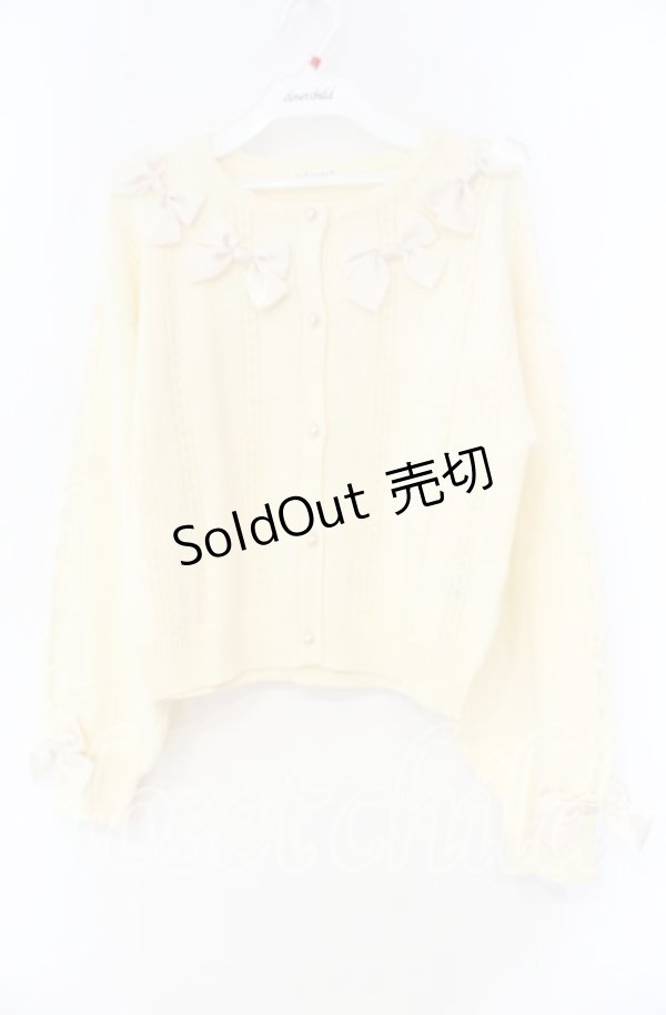 画像1: axes femme / サテンリボンニットカーディガン F キナリ O-25-12-04-041-AX-TO-OW-OS (1)