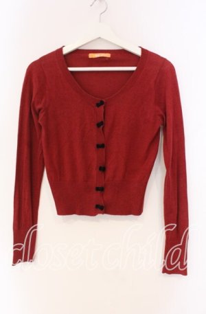 画像: Fi.n.t / リボン配色カーディガン F アカ O-25-12-04-053-CA-TO-OW-OS