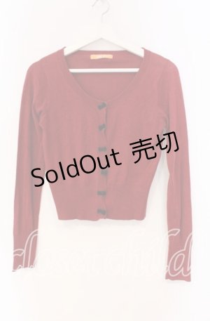 画像: Fi.n.t / リボン配色カーディガン F アカ O-25-12-04-053-CA-TO-OW-OS