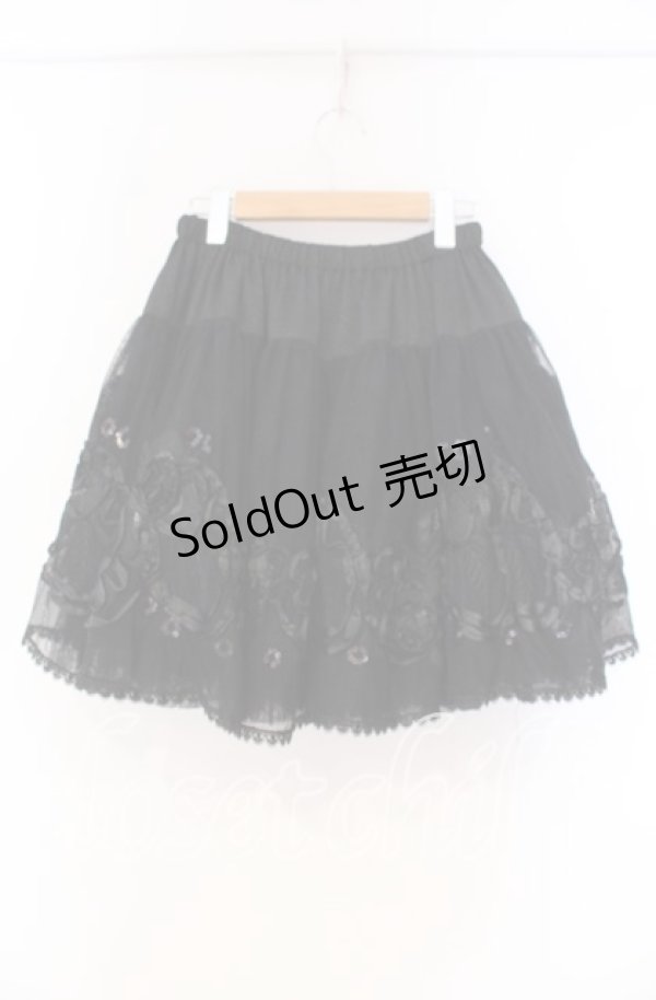 画像3: BPN / ローズモチーフボリュームスカート M ブラック O-25-12-04-056-GO-SK-OW-OS (3)