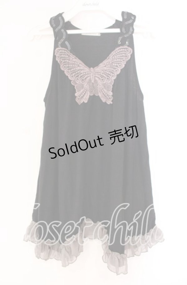 画像1: axes femme / バタフライレース使いAラインタンクトップ M クロ O-25-12-04-007-AX-TO-OW-OS (1)