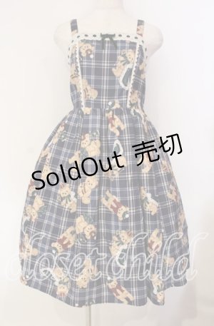 画像: axes femme kawaii / ロイヤルベアーズ柄ジャンスカ  ネイビー O-25-12-04-064-AX-OP-IG-OS