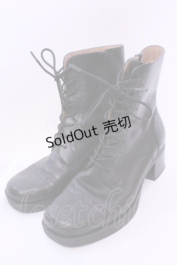 画像1: あしながおじさん / レースアップブーツ 24.0ｃｎ ブラック O-25-12-04-1044-PU-SH-OW-OS (1)