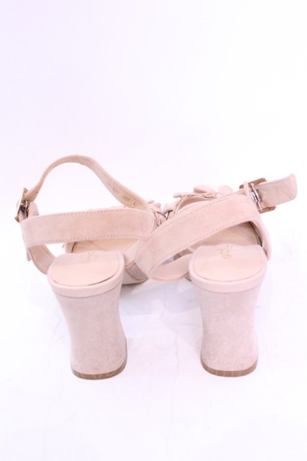 画像3: あしながおじさん / 本革レザーフリルデザイン厚底サンダル L ベージュ O-25-12-04-1046-PU-SH-OW-ZT-K002 (3)