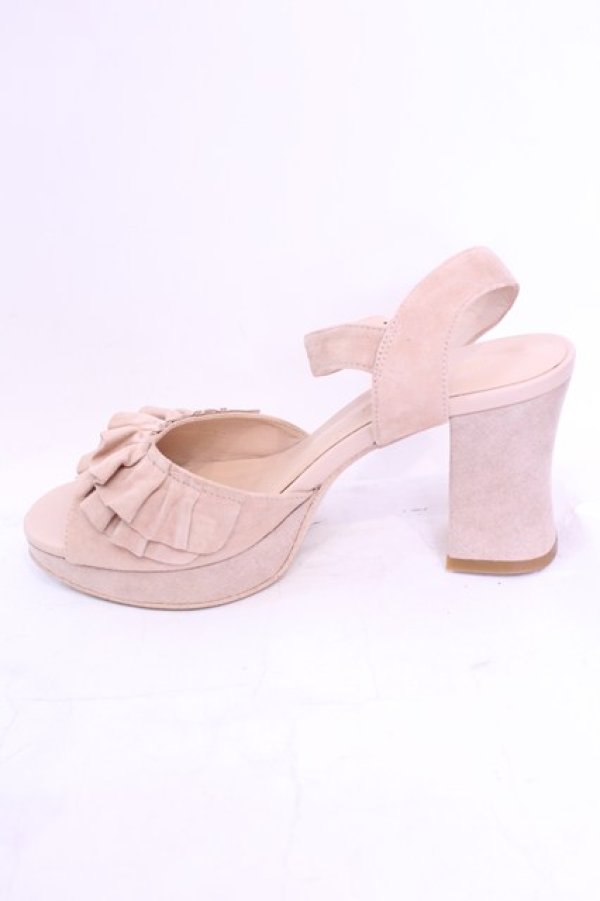 画像7: あしながおじさん / 本革レザーフリルデザイン厚底サンダル L ベージュ O-25-12-04-1046-PU-SH-OW-ZT-K002 (7)