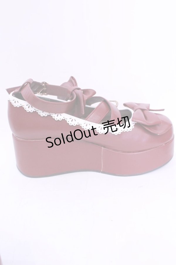 画像5: axes femme Kawaii / リボンスカラップ配色シューズ L ワイン O-25-12-04-1049-AX-SH-OW-OS (5)