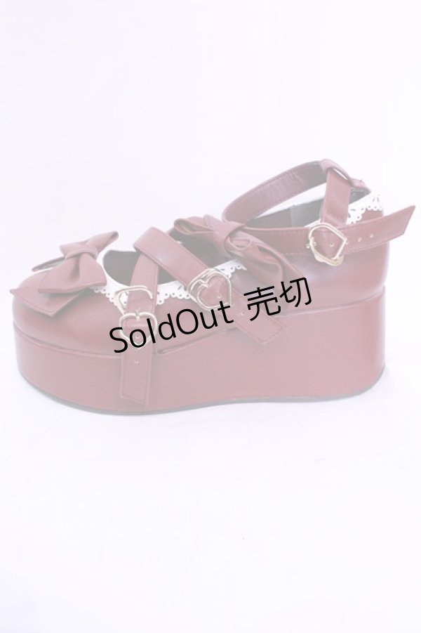 画像6: axes femme Kawaii / リボンスカラップ配色シューズ L ワイン O-25-12-04-1049-AX-SH-OW-OS (6)