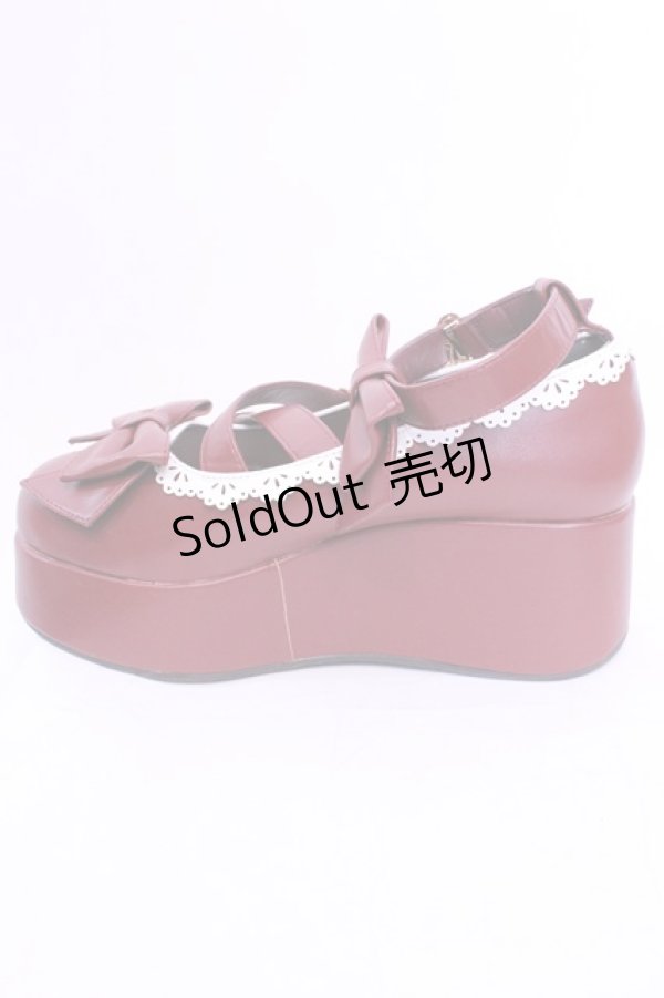 画像8: axes femme Kawaii / リボンスカラップ配色シューズ L ワイン O-25-12-04-1049-AX-SH-OW-OS (8)