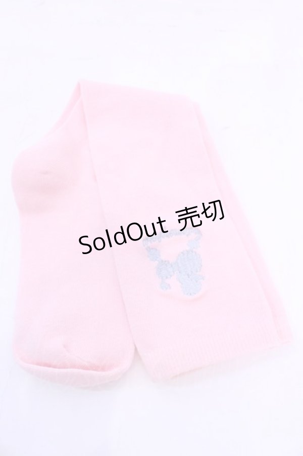 画像1: metamorphose / プードル刺繍ハイソックス  ピンク O-25-12-04-1053-ME-ZA-OW-OS (1)