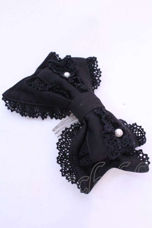 画像1: Angelic Pretty / パールリボンコーム  クロ O-25-12-04-1056-AP-AC-OW-ZT208F004 (1)