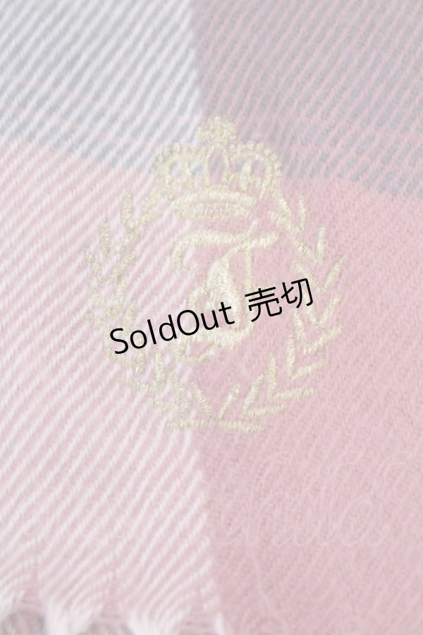 画像2: Fi.n.t / フレーム刺繍入りチェックストール  ピンク O-25-12-04-1063-CA-ZA-OW-OS (2)