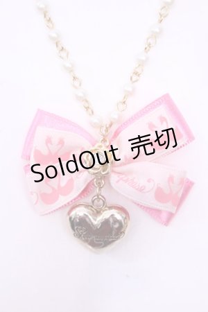 画像: metamorphose / リボンハートネックレス  ピンク×ゴールド O-25-12-04-1064-ME-AC-OW-OS
