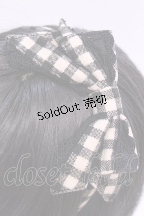 画像2: Angelic Pretty / はしごレースチェックリボンカチューシャ  ベージュ O-25-12-04-1069-AP-AC-OW-ZT1209D (2)