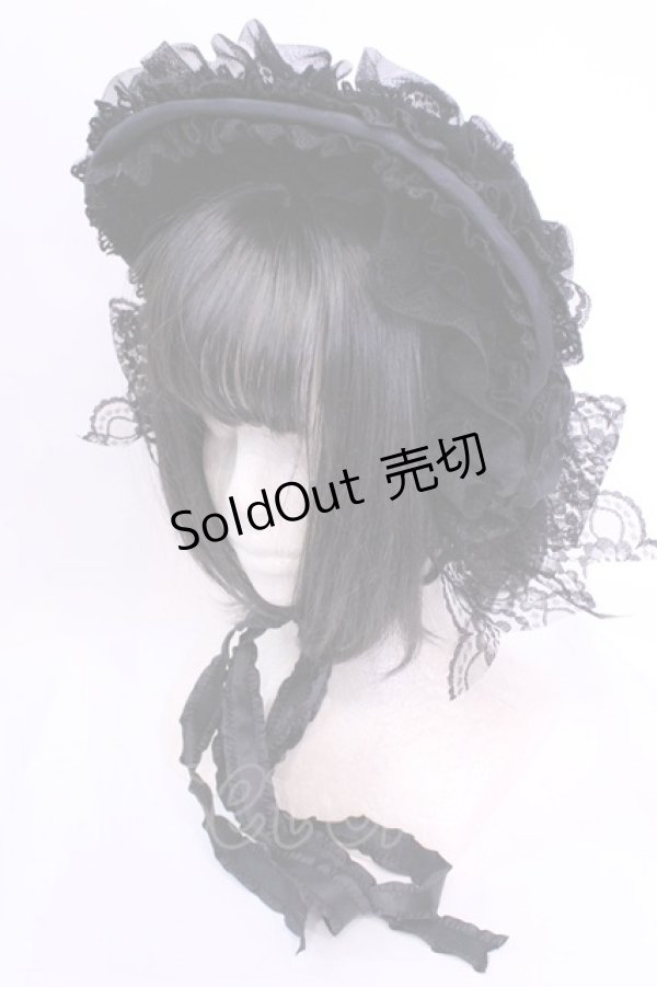 画像1: Triple fortune / レースボンネット  ブラック O-25-12-04-1071-EL-AC-OW-OS (1)