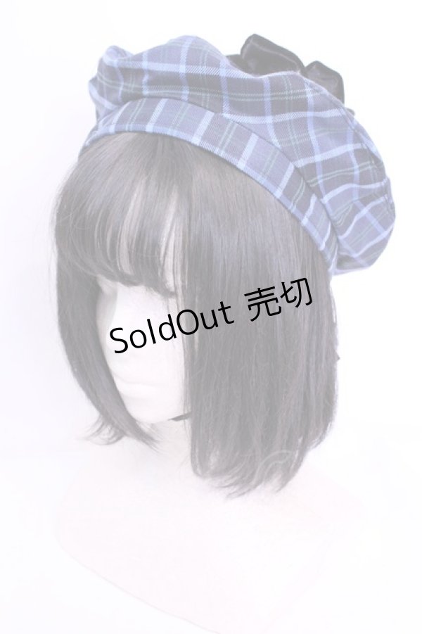 画像1: axes femme kawaii / タータンチェックベレー帽  アオ O-25-12-04-1076-AX-AC-OW-OS (1)