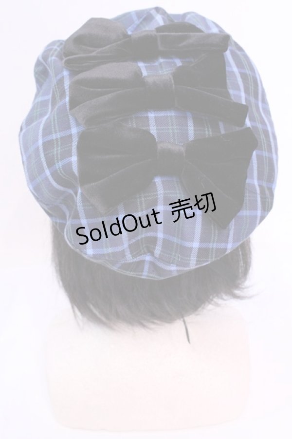 画像2: axes femme kawaii / タータンチェックベレー帽  アオ O-25-12-04-1076-AX-AC-OW-OS (2)