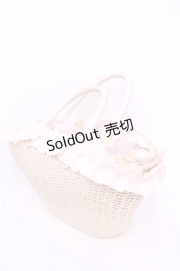 画像2: LIZ LISA / リボン配色カゴバッグ  ナチュラル×ピンク O-25-12-04-1086-LO-BG-OW-OS (2)