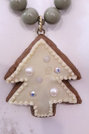 画像: Q-pot. / スノーツリーシュガークッキーネックレス  グリーン×アイボリー O-25-12-04-1015-QP-AC-OW-OS