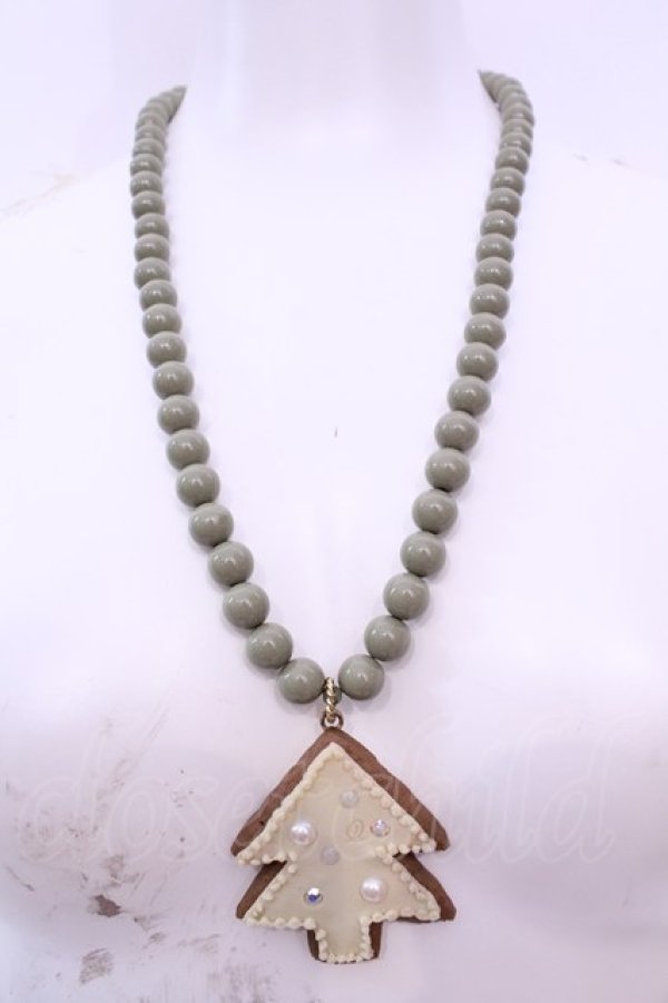 画像2: Q-pot. / スノーツリーシュガークッキーネックレス  グリーン×アイボリー O-25-12-04-1015-QP-AC-OW-OS (2)
