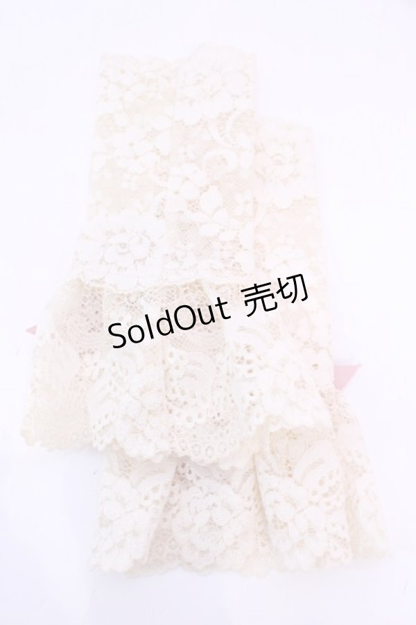 画像2: Mary Magdalene / リボンつきレースカフス・ミディ  生成り×ピンク O-25-12-04-1036-CL-ZA-IG-OS (2)